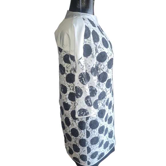 Zara Black and White Lace Polka Dot Shift Dress S - Picture 5 of 8